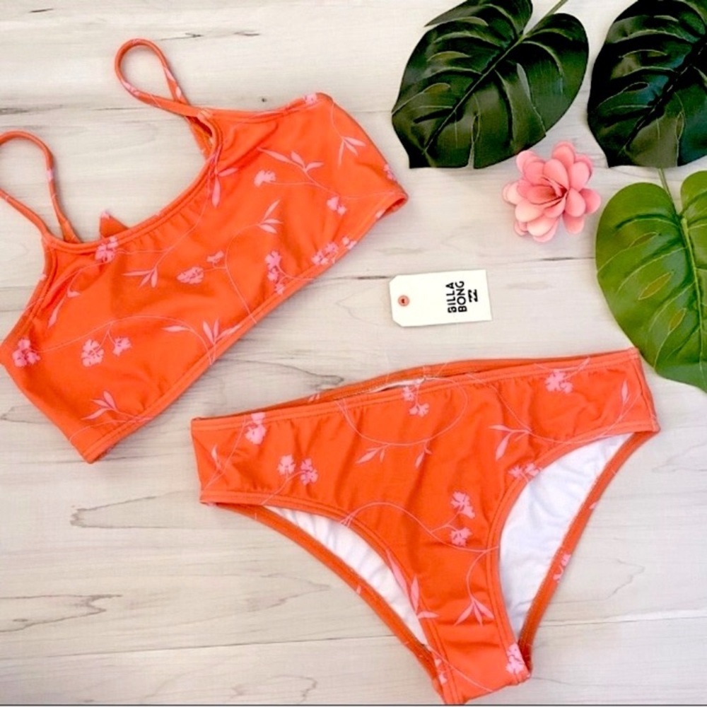 Billabong Orange Le Roots Floral Girls' Bikini Set